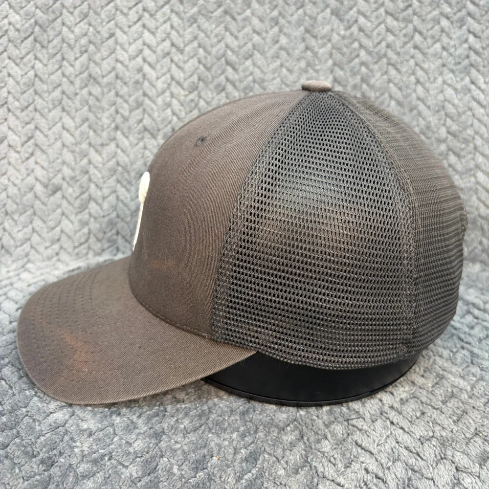 Yupoong Flexfit 110 Trucker Hat Spider Logo Snapback Grey Mesh Cap